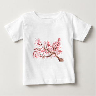 Rosa Kirschblüte Blume Aquarellmalerei Baby T-shirt