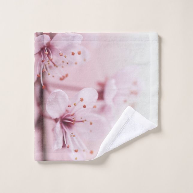 Rosa Kirschblüte-Blume Badhandtuch Set (Waschlappen)