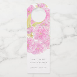 Rosa Kirschblüte Frühling Hochzeit Flaschenanhänger