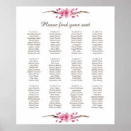 Rosa Kirschblüte. Hochzeitskartentabelle Poster