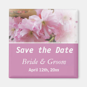 Rosa Kirschblüte im Frühling Save the Date Hochzei Magnet
