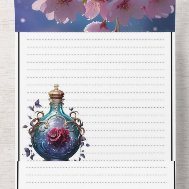 Rosa Kirschblüte im Schnee – Eleganter Frühling Wi All In One Einladung (Innen Mitte)