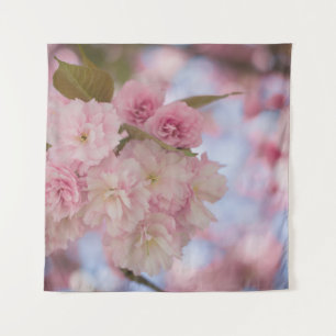 ROSA KIRSCHBLÜTE IN NAHAUFNAHME-FOTOGRAFIE WANDTEPPICH