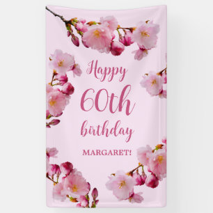 Rosa Kirschblüten 60. Alles Gute zum Geburtstag Banner