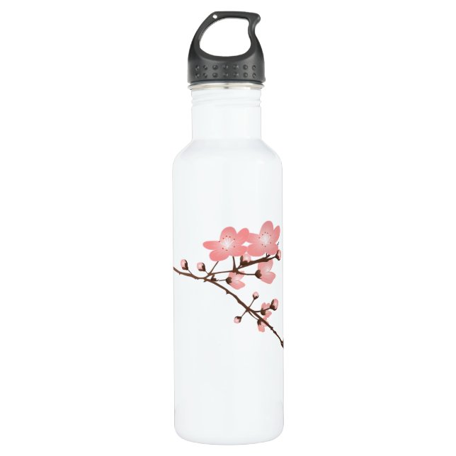 Rosa Kirschblüten-Aluminium 24oz Edelstahlflasche (Vorderseite)