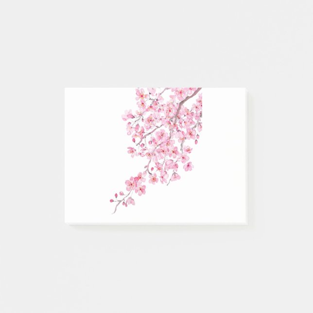 rosa Kirschblüten-Aquarell 2020 Post-it Klebezettel (Vorderseite)