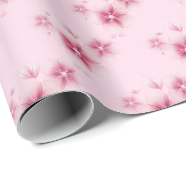 Rosa Kirschblüten auf Rosa Geschenkpapier (Rolleneckpunkt)