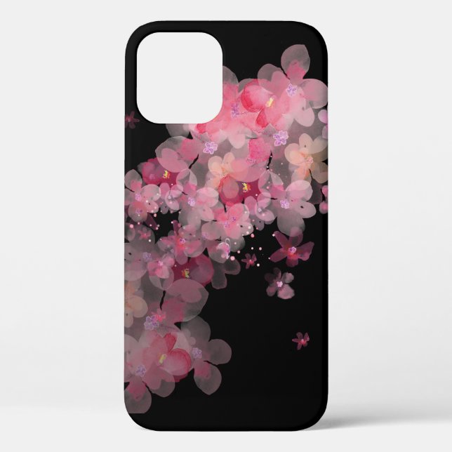 Rosa Kirschblüten auf schwarz Case-Mate iPhone Hülle (Rückseite)