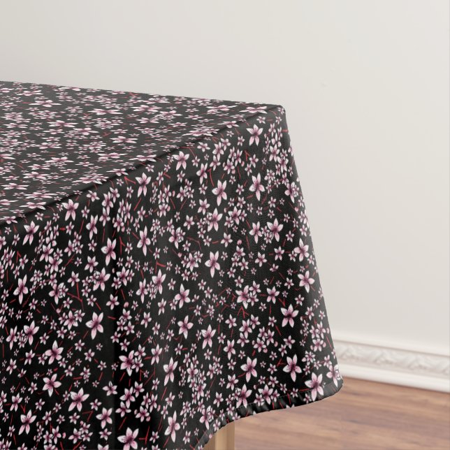 Rosa Kirschblüten auf Schwarz Tischdecke (Beispiel)
