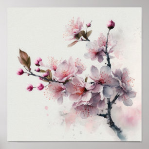 Rosa Kirschblüten Blume Art Print Poster