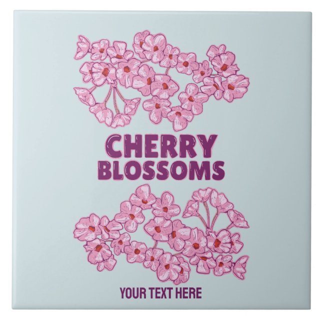 Rosa Kirschblüten Fliese (Vorderseite)