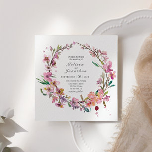 Rosa Kirschblüten Florale Hochzeitseinladung