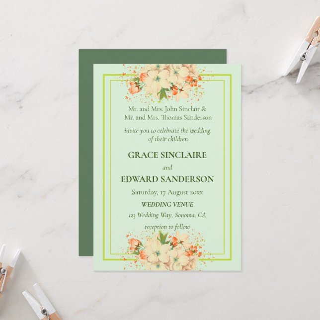 Rosa Kirschblüten , Hochzeit Einladung (Vorderseite/Rückseite Beispiel)