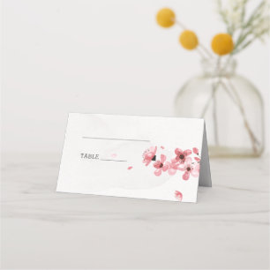 Rosa Kirschblüten Hochzeit mit Blumen Platzkarte