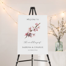 Rosa Kirschblüten-Hochzeit-Willkommensschild