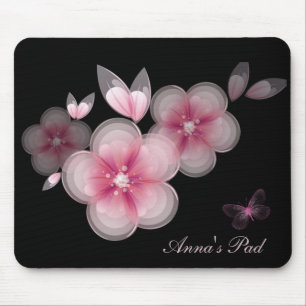 Rosa Kirschblüten im Schwarzen Butterfly Mousepad