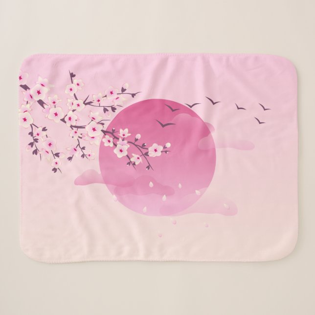 Rosa Kirschblüten | Japanische Landschaft Sherpadecke (Vorderseite (Horizontal))