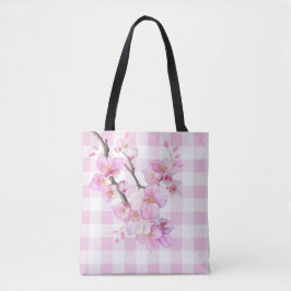 Rosa Kirschblüten karierter Gingham