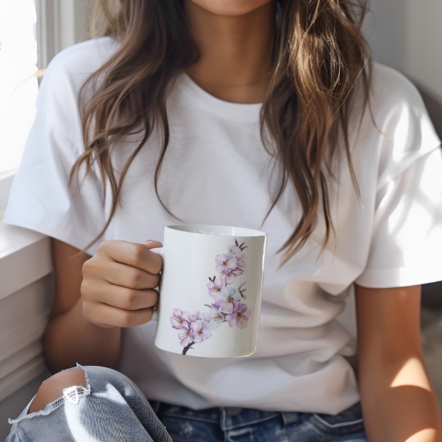 Rosa Kirschblüten Keramik Kaffeetasse (Pink Cherry blossom personalised mug)