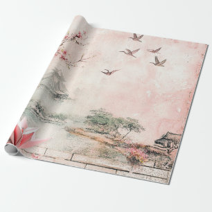 Rosa Kirschblüten-Landschaft der Ruhe (2) Geschenkpapier