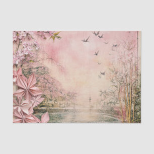 Rosa Kirschblüten-Landschaft Serenity (8) Seidenpapier