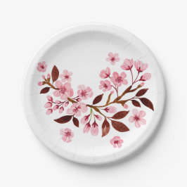 Rosa Kirschblüten Pappteller