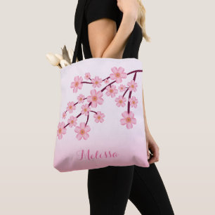 Rosa Kirschblüten-Sakura-Blütenzweig mit Namen