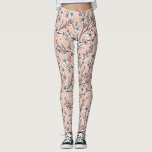 Rosa Kirschblüten-Sakura-Muster auf Rosa Leggings