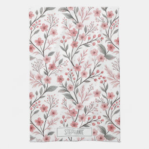 Rosa Kirschblüten-Sakura-Muster auf Weiß Geschirrtuch