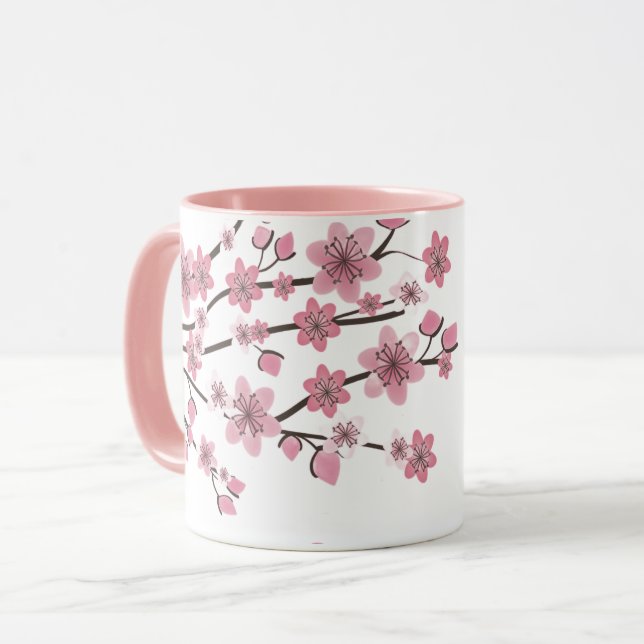 Rosa Kirschblüten Schön Tasse (Vorderseite Links)