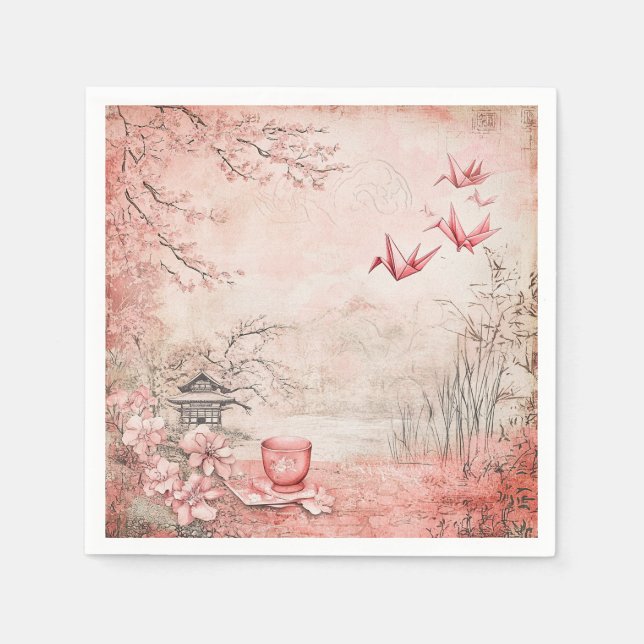 Rosa Kirschblüten-Serenitätslandschaft (1) Serviette (Vorderseite)