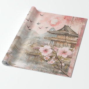 Rosa Kirschblüten-Serenitätslandschaft (4) Geschenkpapier