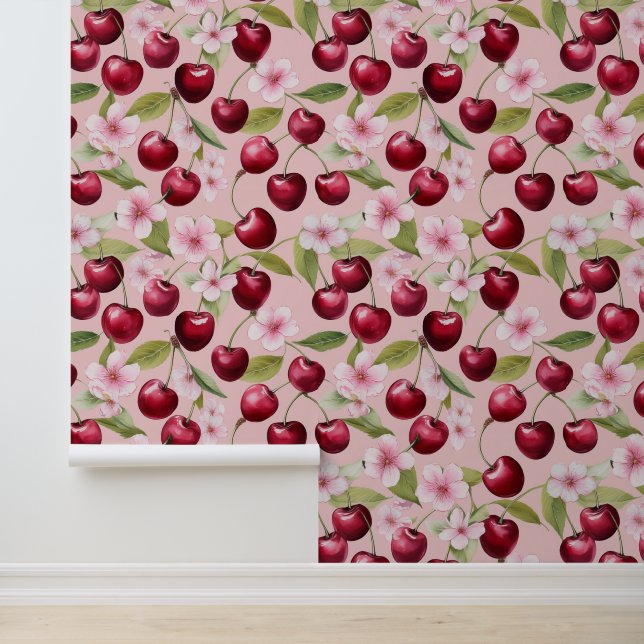 Rosa Kirschblüten Wasserfarbe Frühlingsblüte Tapete (Anwendung)