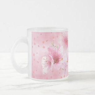 Rosa Kirschblüten-Wasserfarben-Blumen-Tasse Mattglastasse