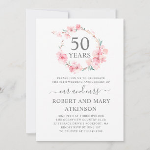 Rosa Kirschblüten zum 50. Hochzeitstag Einladung