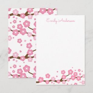 Rosa Kirsche Blüten Personalisierte Mitteilungskar Dankeskarte