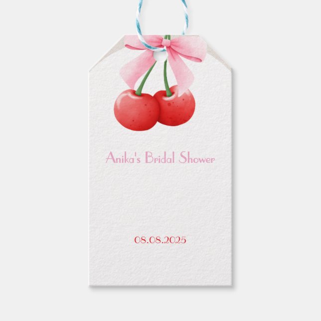 rosa Kirsche Brautparty-Kollektion Geschenkanhänger (Vorderseite)
