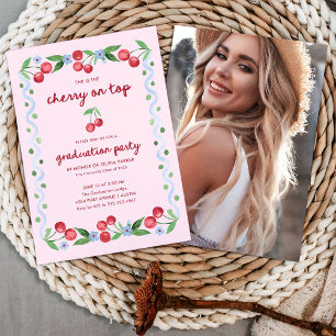 Rosa Kirsche oben   Foto des Party Einladung