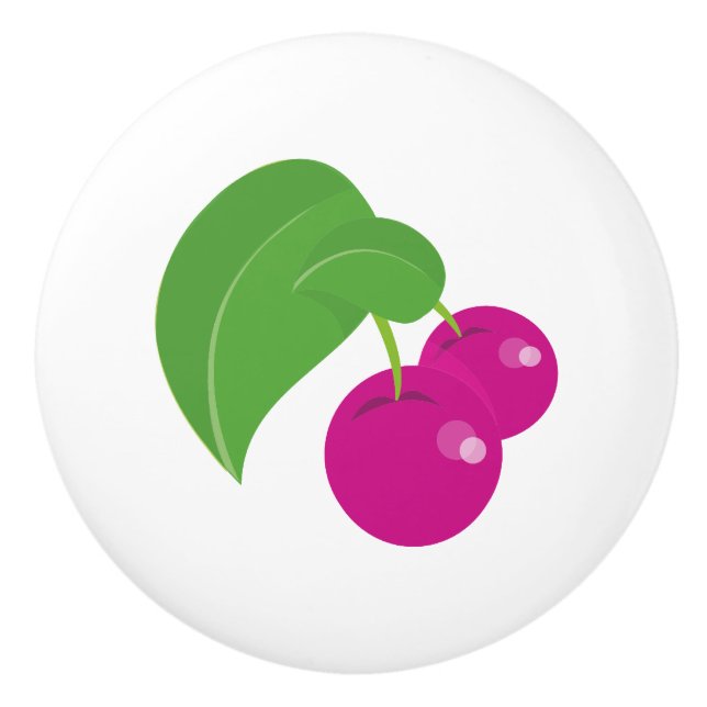 Rosa Kirsche, rosa Kirschen, süße Kirsche, Obst Keramikknauf (Vorderseite)