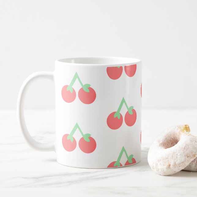 Rosa Kirschenmuster Kaffeetasse (Mit Donut)