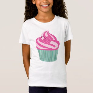 Rosa Kirschkleiner kuchen mit grünen Streifen T-Shirt