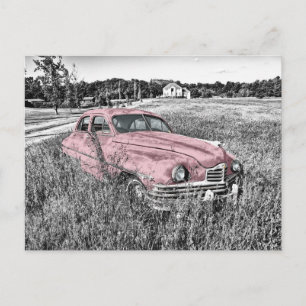 Rosa Klassiker Auto Postkarte