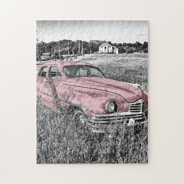 Rosa Klassiker Auto Puzzle (Vertikal)