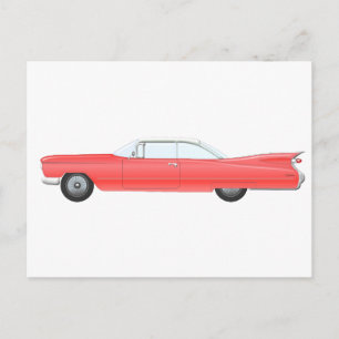 Rosa Klassikwagen Postkarte
