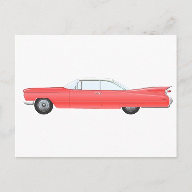 Rosa Klassikwagen Postkarte (Vorderseite)