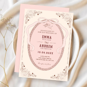 Rosa klassisch romantische dekorative Hochzeit Einladung