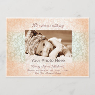 Rosa klassische Babygeburtsmitteilung Ankündigung