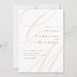 Rosa Klassische Elegance-Kalligraphie-Monogramm-Ho Einladung