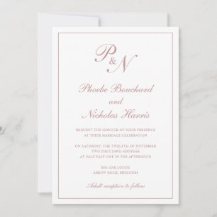 Rosa klassische elegante Hochzeit Einladung