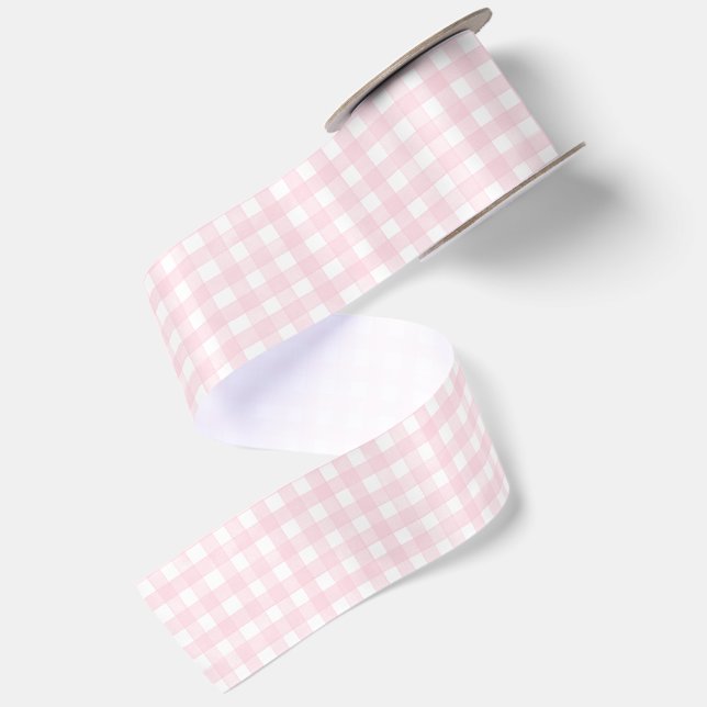 Rosa klassischer Gingham Satinband (Rückseite)